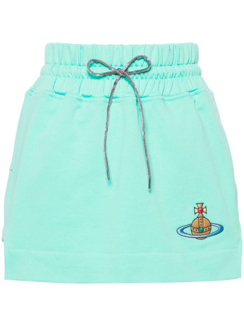 Vivienne Westwood Orb-embroidered Cotton Miniskirt In Green