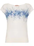 TWINSET floral-print ribbed top - White