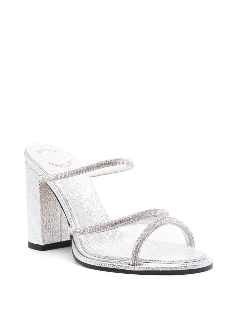 Shop Bettina Vermillon Carmen 85mm Mules In Silver