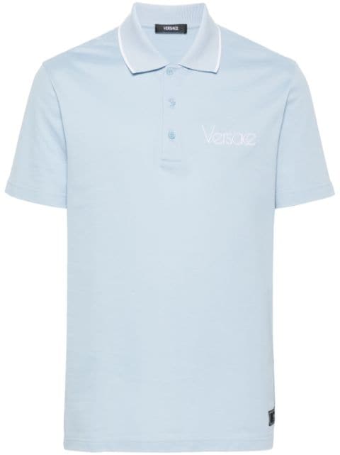 Versace logo-embroidered cotton polo shirt