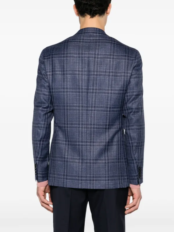 Blue plaid blazer sale