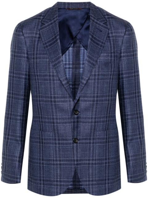 Canali plaid-check single-breasted blazer 