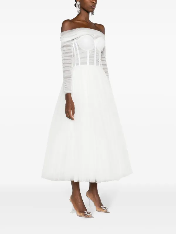white christmas dresses MissJophiel Corset Lace Up Back Tulle Midi Dress with Removable Tie Straps Sage Green / Above Knee / US10