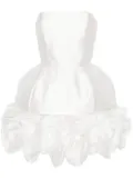Ana Radu floral-appliqué strapless minidress - White