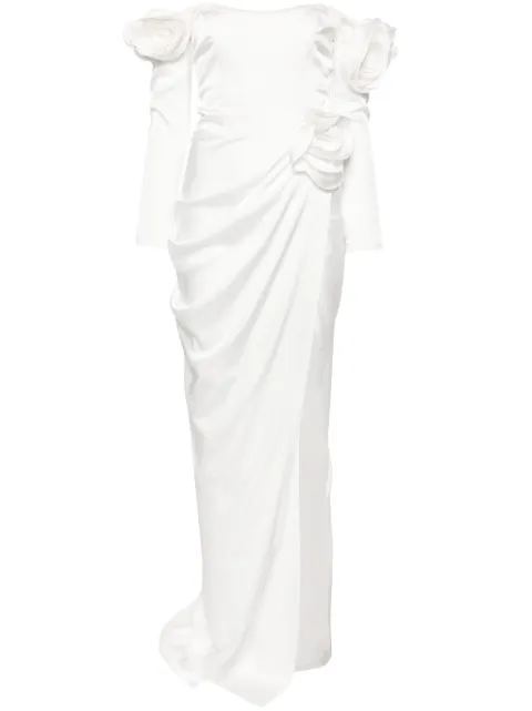 Ana Radu floral-appliqué draped gown