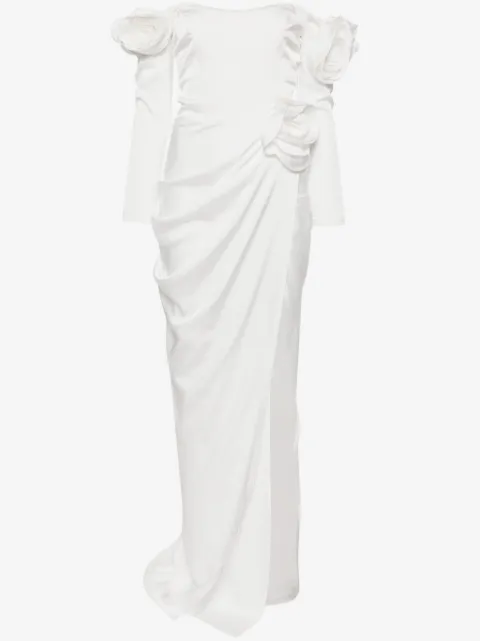 Ana Radu floral-appliqué draped gown