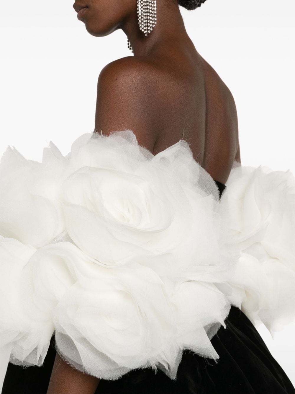 Shop Ana Radu Floral-appliqué Velvet Minidress In White
