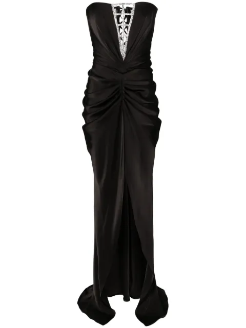 Ana Radu rhinestone-embellished draped satin gown