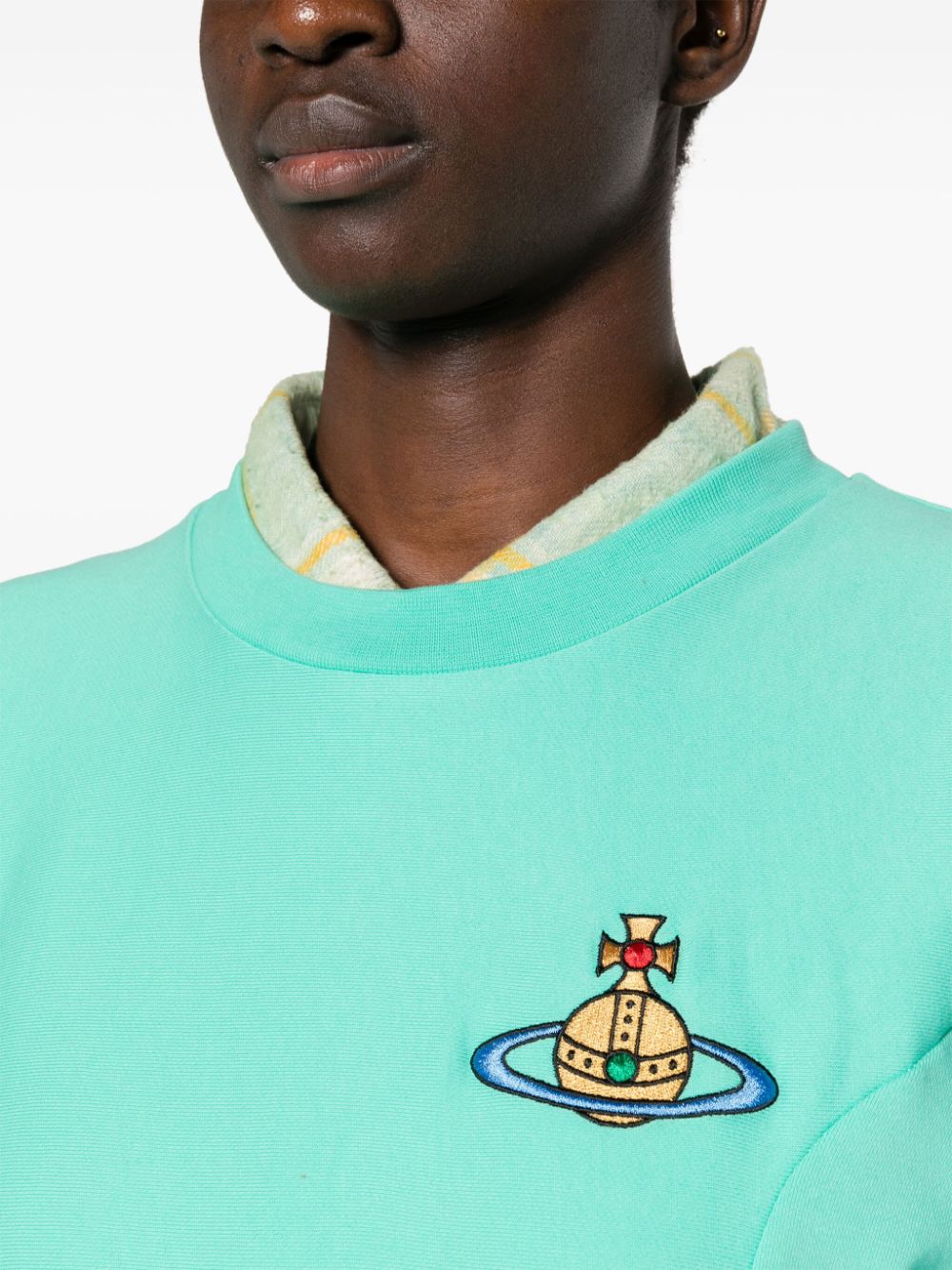 Shop Vivienne Westwood Orb-embroidered Cotton Sweatshirt In Green