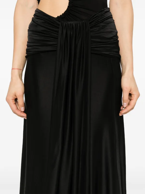 スカート Rabanne Maxi Skirt With Front Drape Rabanne drape-detail Maxi Skirt | Black | FARFETCH