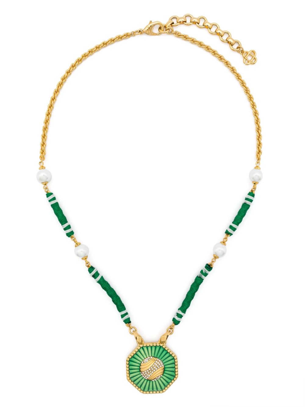 Shop Casablanca Tennis-pendant Chain Necklace In Gold