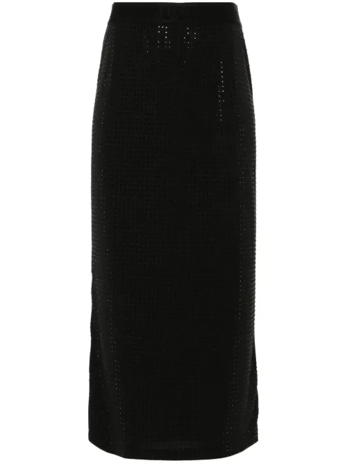 Jupe mi-longue à ornements en cristal - Versace Jeans Couture - Modalova