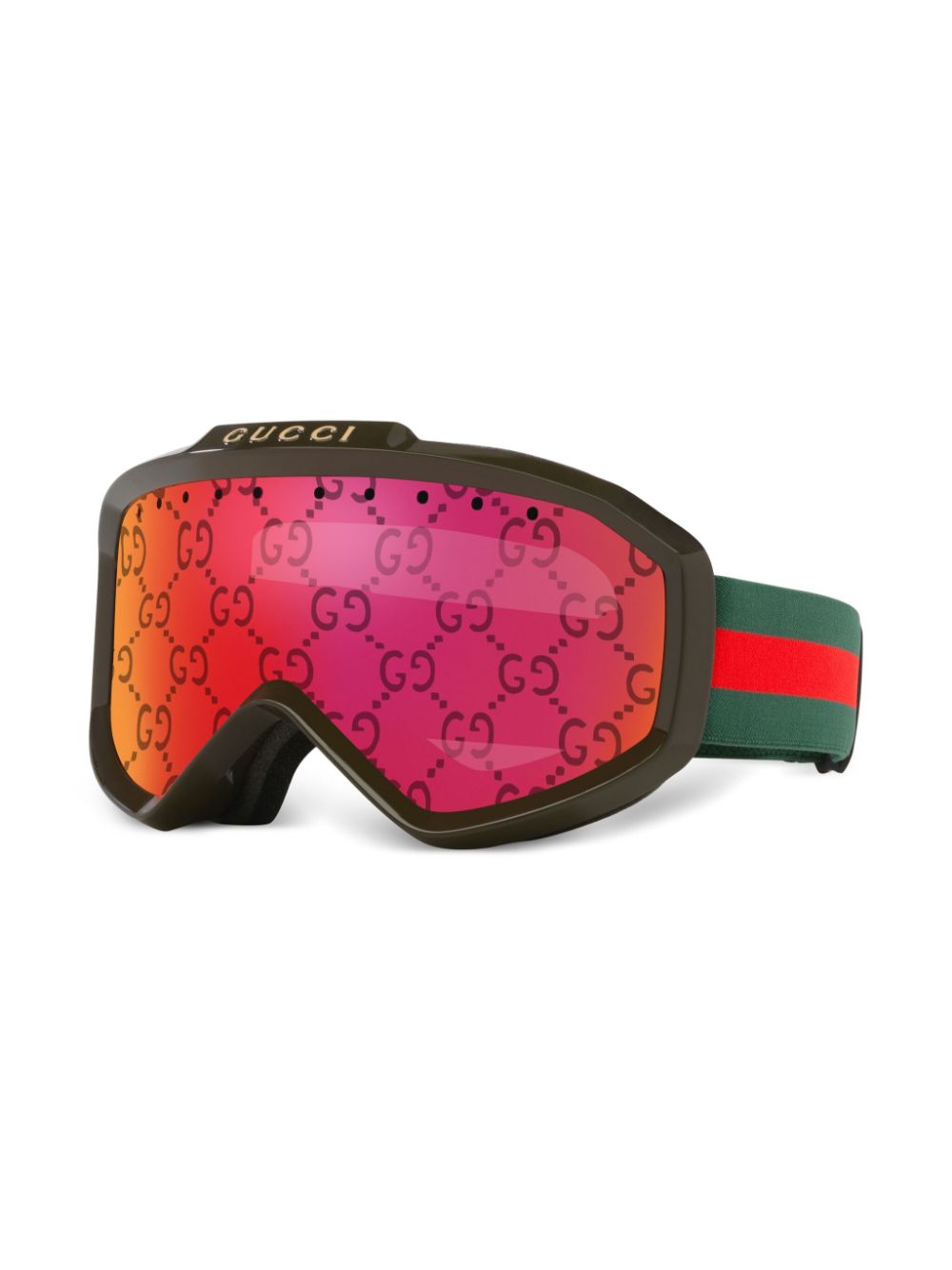 Gucci Eyewear Skibril met logoprint - Groen