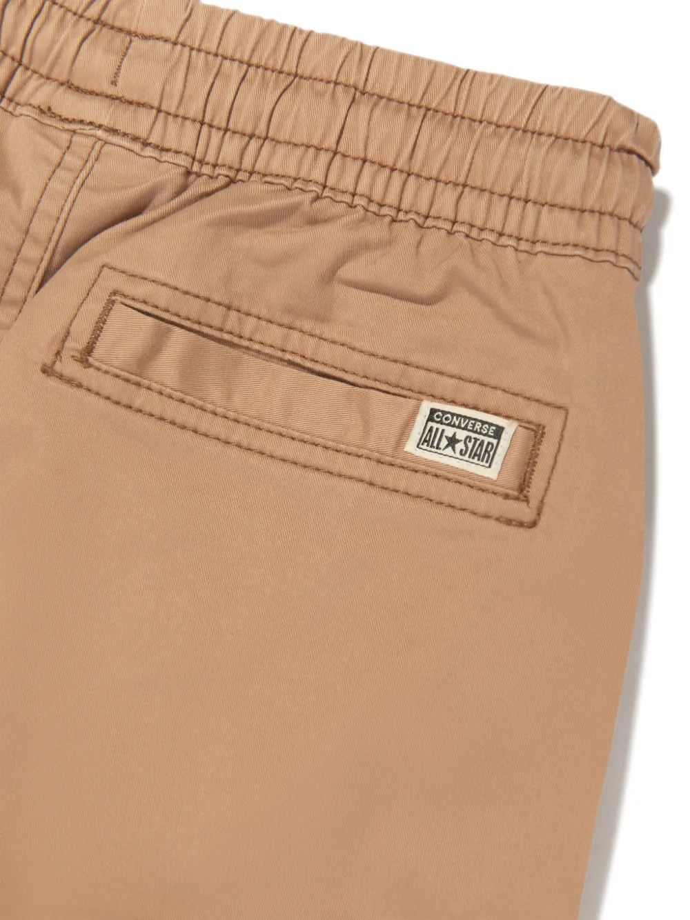 Converse Logo-appliqué Drawstring Cargo Trousers In Brown