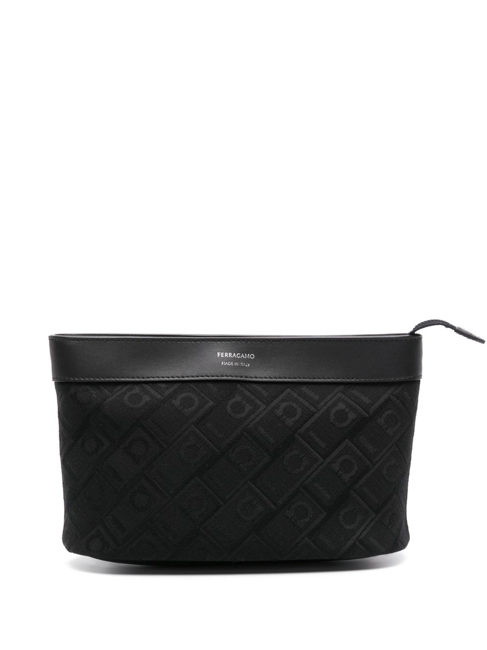 Ferragamo Logo-jacquard Clutch Bag In Black