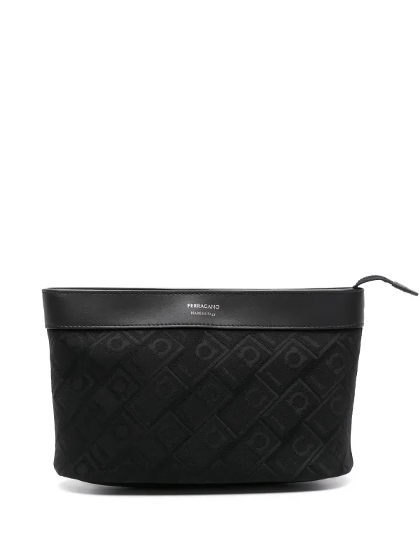 Ferragamo logo jacquard Clutch Bag Black FARFETCH CH