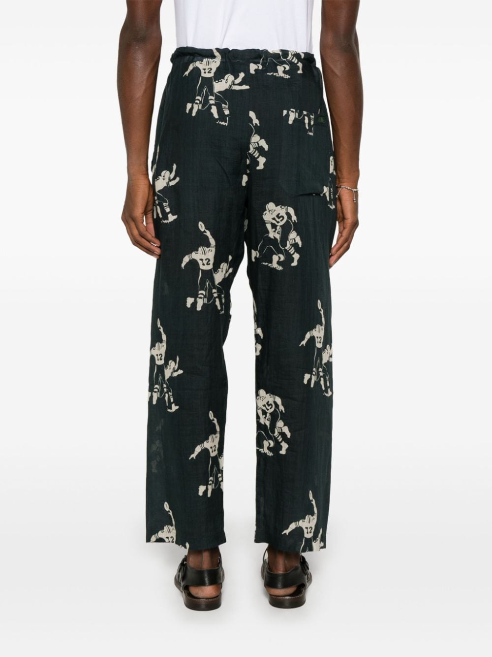 Shop Bode Football-pattern Trousers In Black