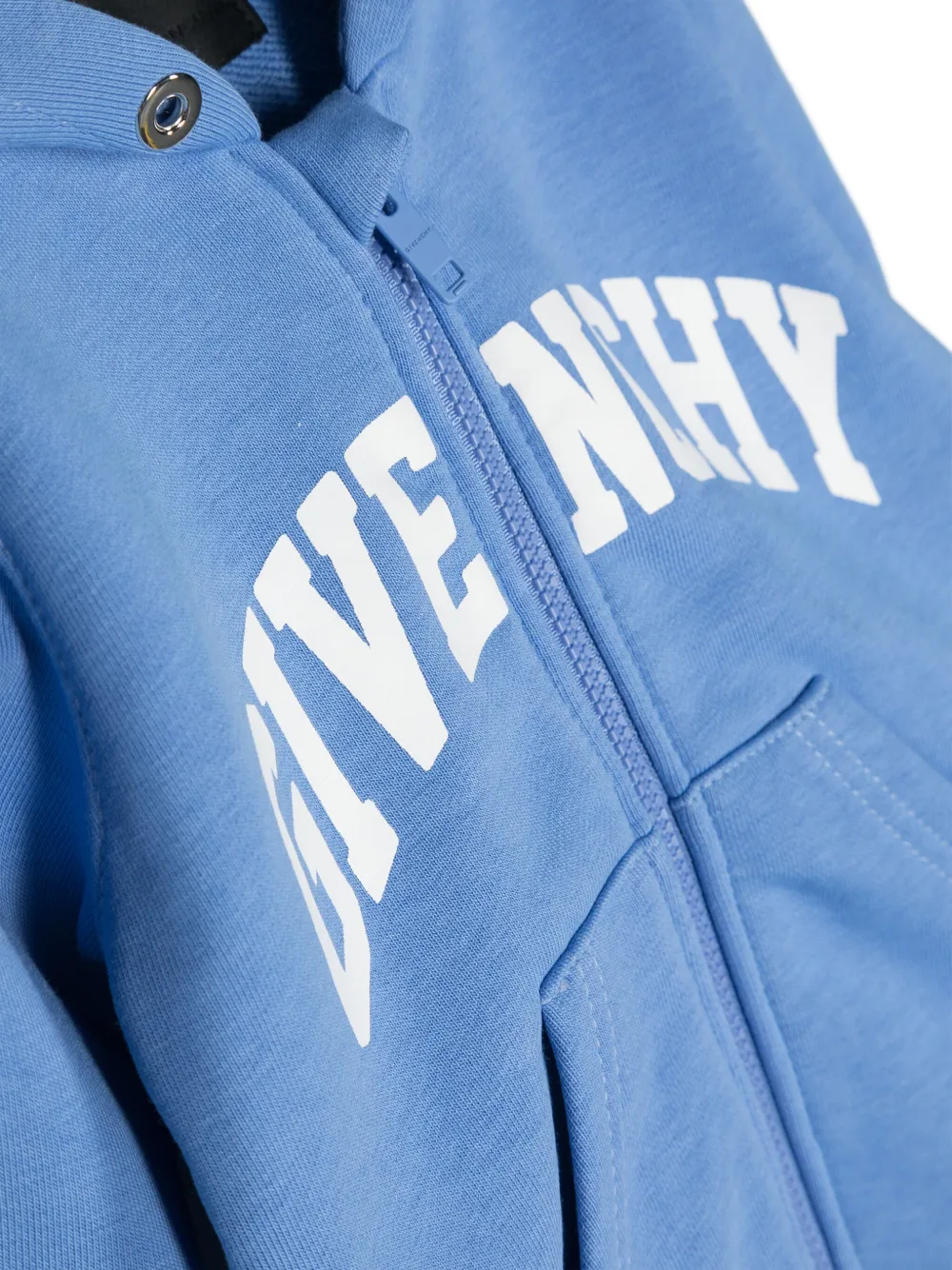 Shop Givenchy Jersey Zip-up Hoodie In Blue