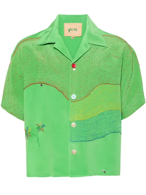 Glass Cypress curve-embroidered silk shirt