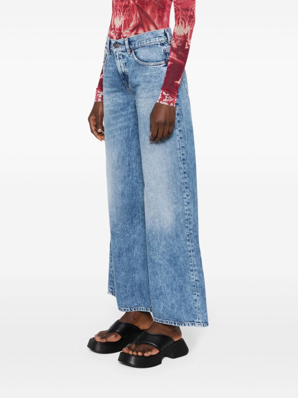 Shop Diesel High-rise Flared Jeans In Blue