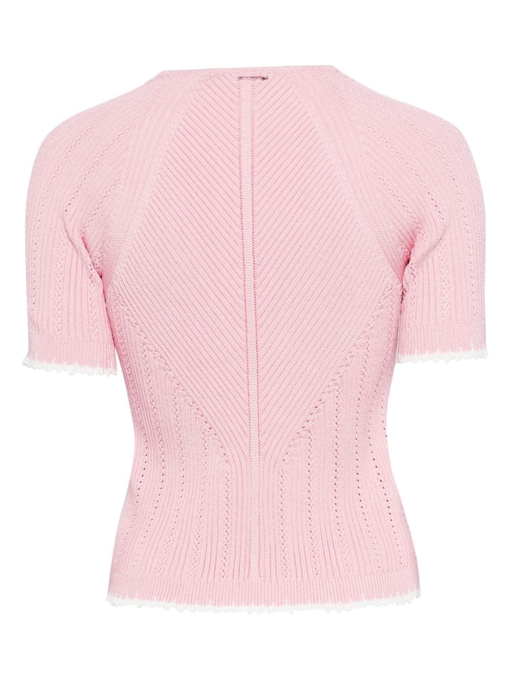 Shop Balmain Ribbed-knit Top In Pink