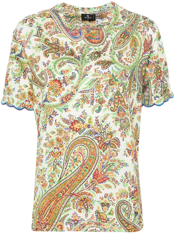 ETRO ペイズリー柄 Tシャツ 44 ETRO ペイズリー Tシャツ | ブルー | FARFETCH JP
