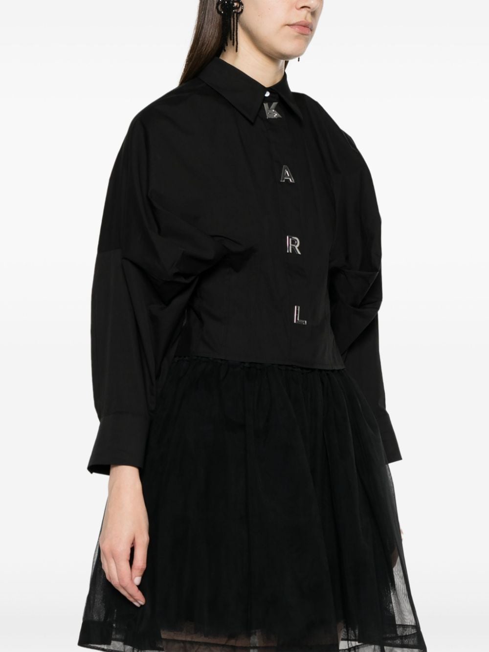 Karl Lagerfeld Popeline blouse met logoknopen Zwart