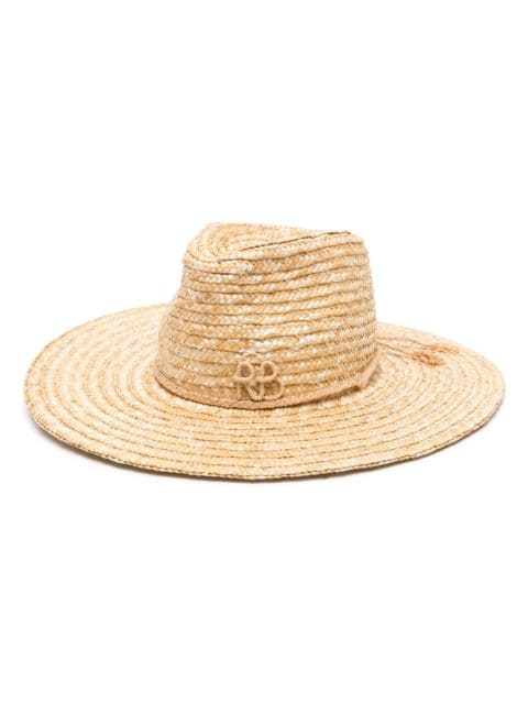 Ruslan Baginskiy logo-appliqué straw fedora hat