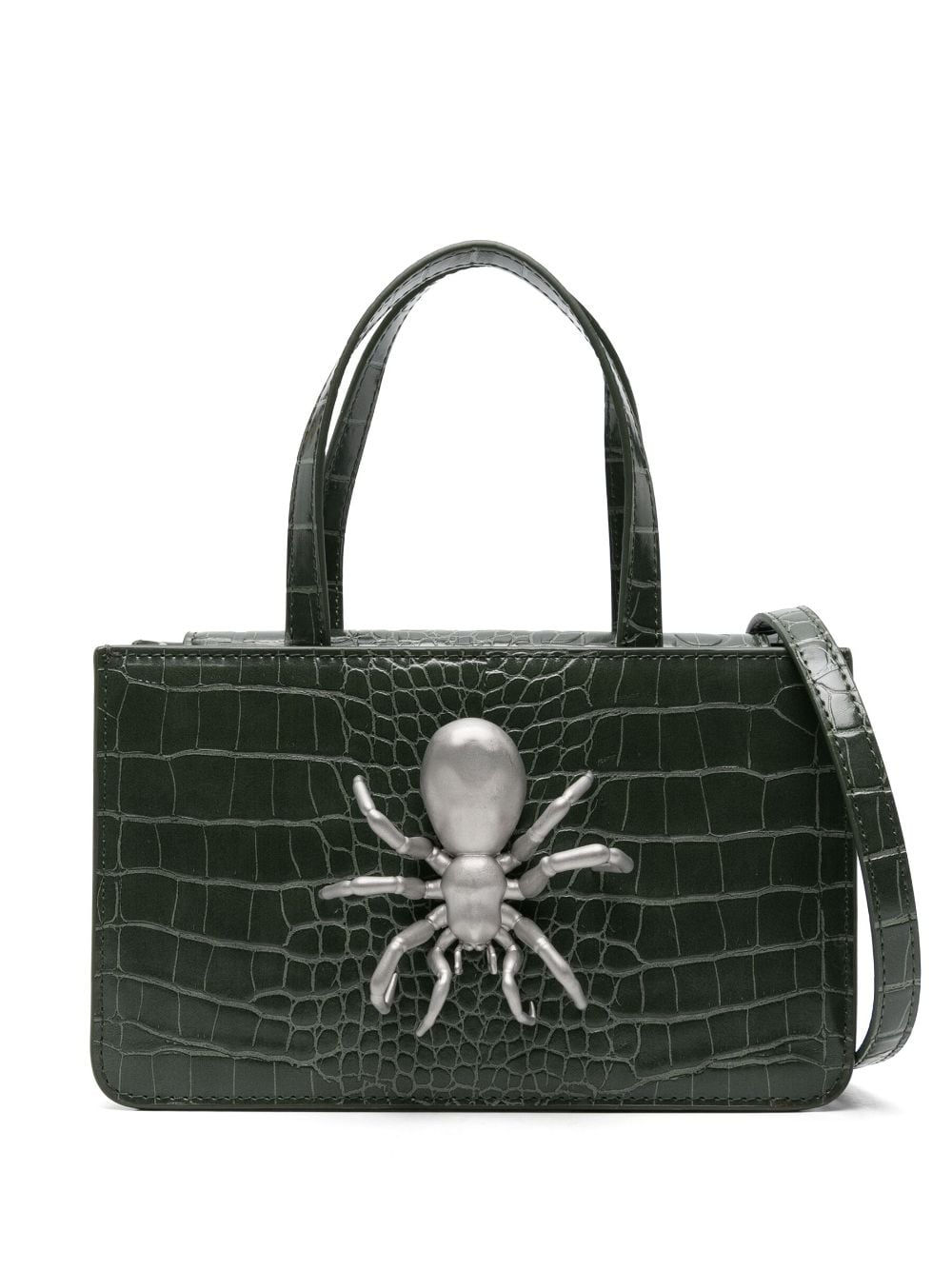 Puppets and Puppets small Spider snakeskin-effect tote bag Groen