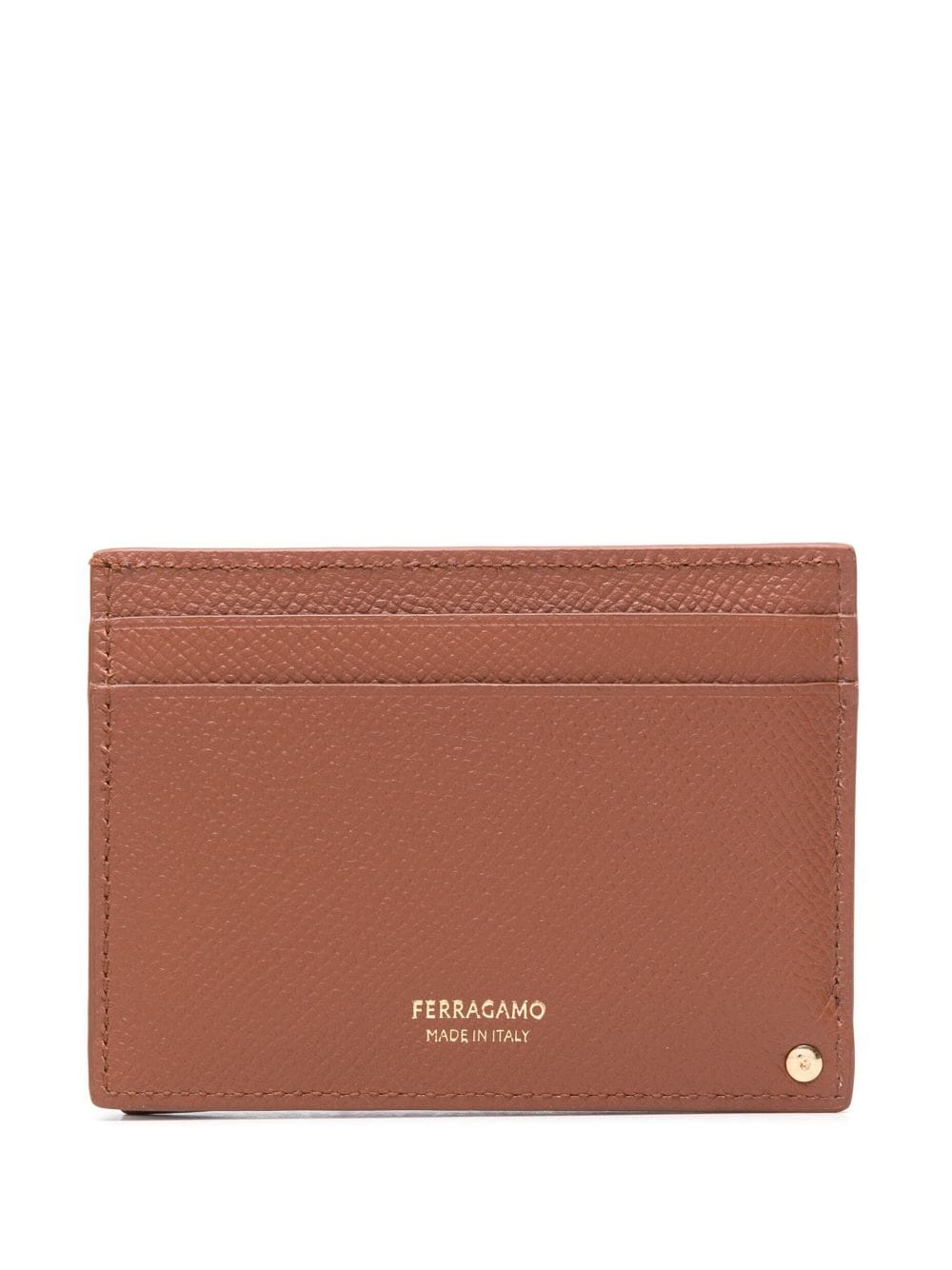 Ferragamo Gancini-plaque Leather Cardholder In 褐色
