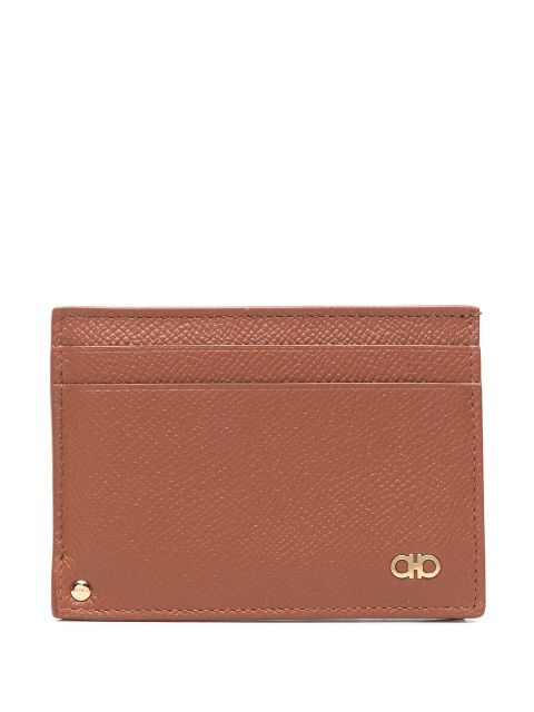 Gancini-plaque leather cardholder