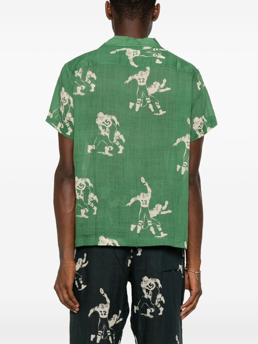 Shop Bode Football-pattern Shirt In Green