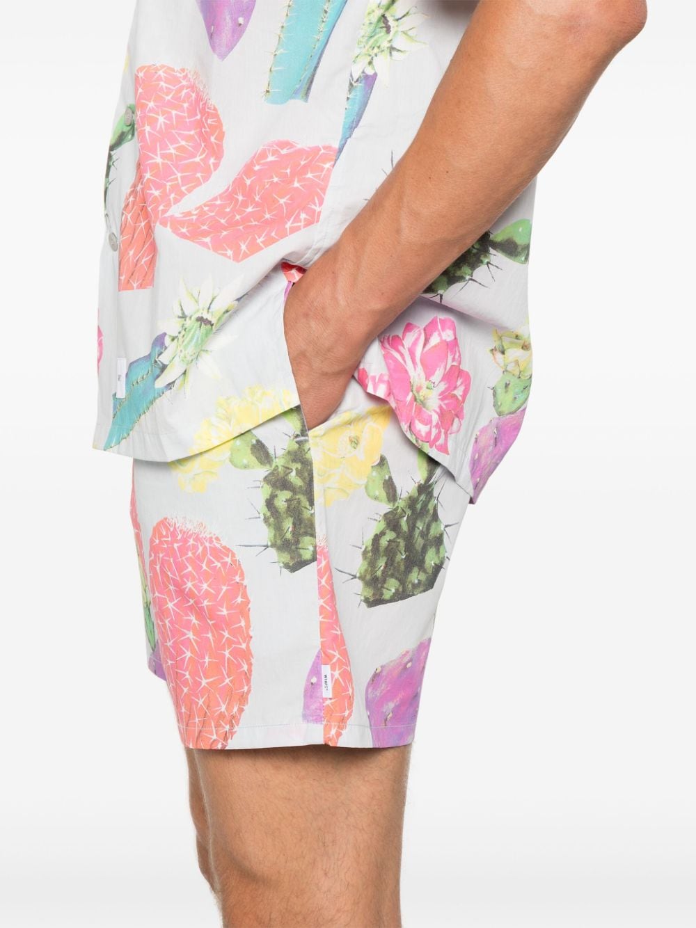 Shop Wtaps Cacti-print Shorts In Blue