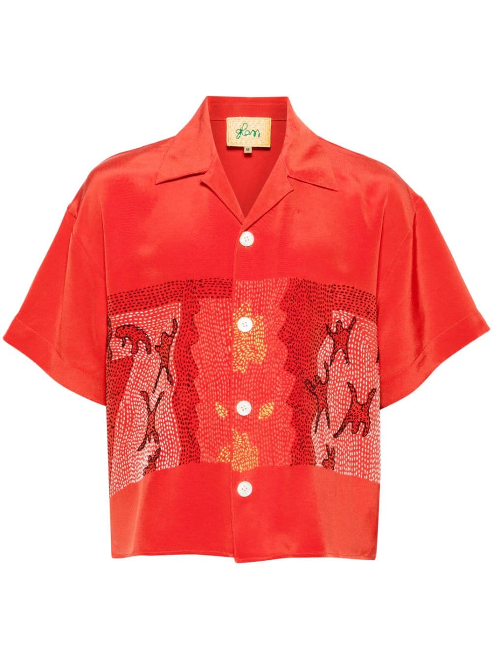 Inferno-embroidered silk shirt