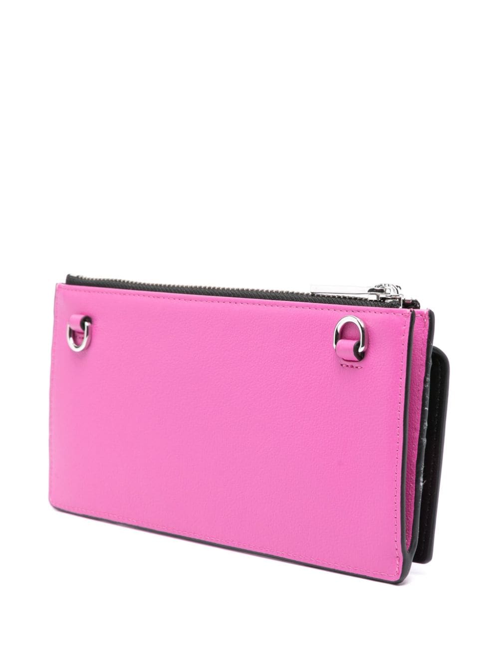 Shop Karl Lagerfeld K/signature Leather Crossbody Wallet In Pink