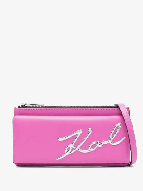 Karl Lagerfeld K/Signature leather crossbody wallet