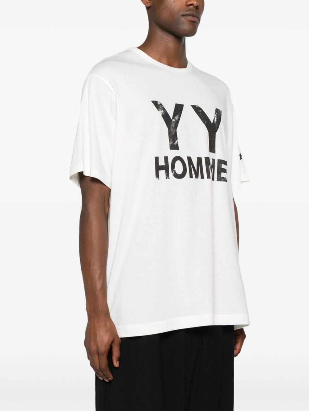 Shop Yohji Yamamoto Logo-print Cotton T-shirt In White