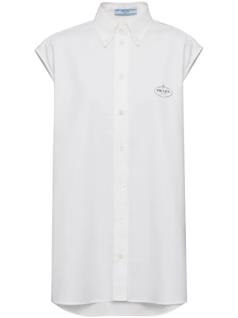 Prada logo-print sleeveless oxford shirt