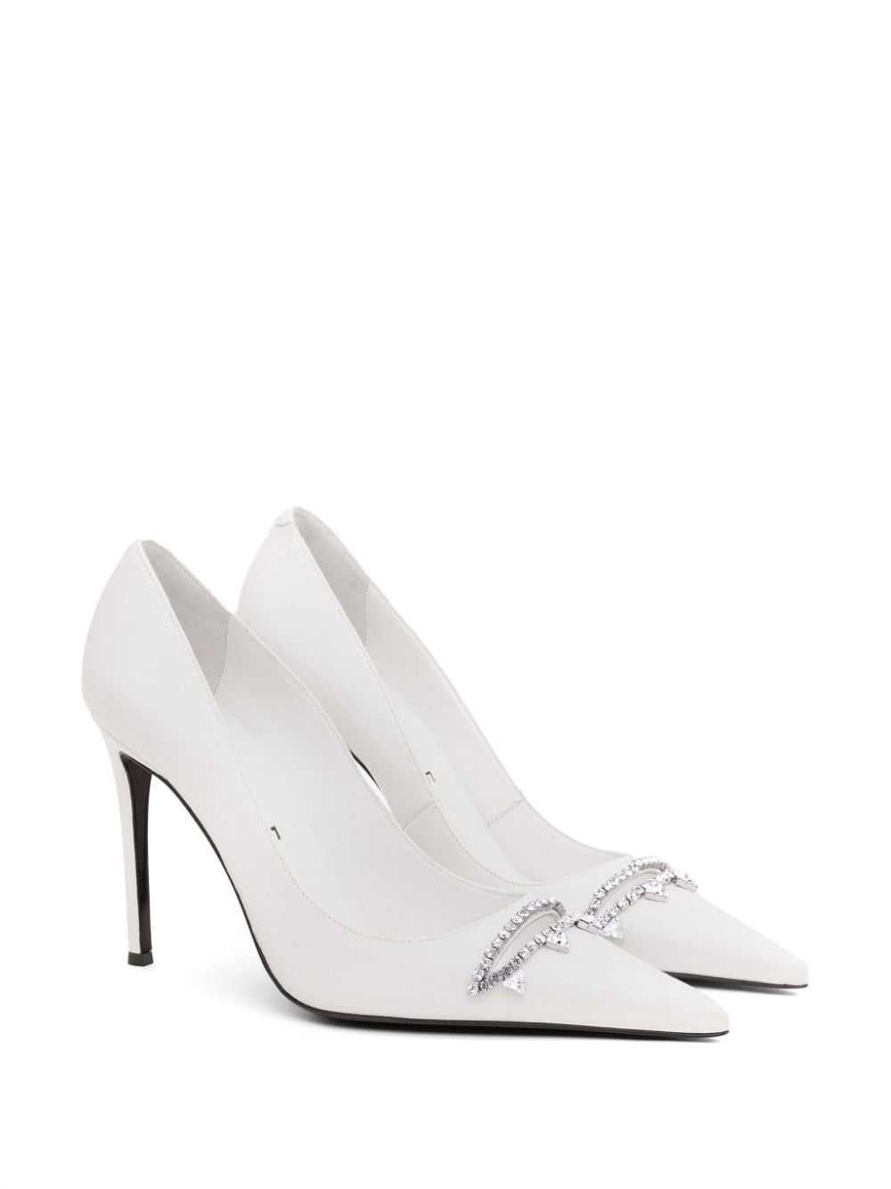 Shop Area Crystal-embellished Stiletto Pumps In White