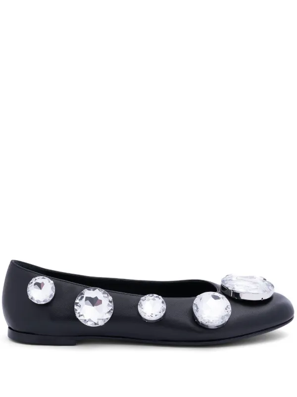 Area Crystal-embellished Ballerina Shoes in Black
