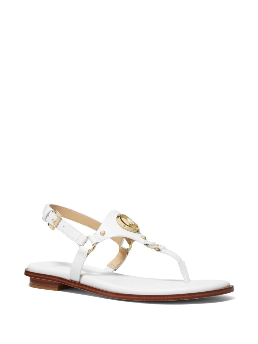 Shop Michael Michael Kors Casey Logo-plaque Thong Sandals In White