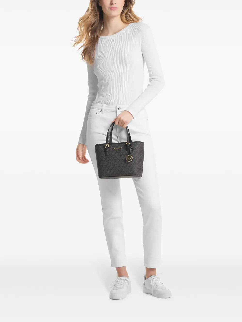 Michael Kors Jet Set shopper met monogramprint Zwart