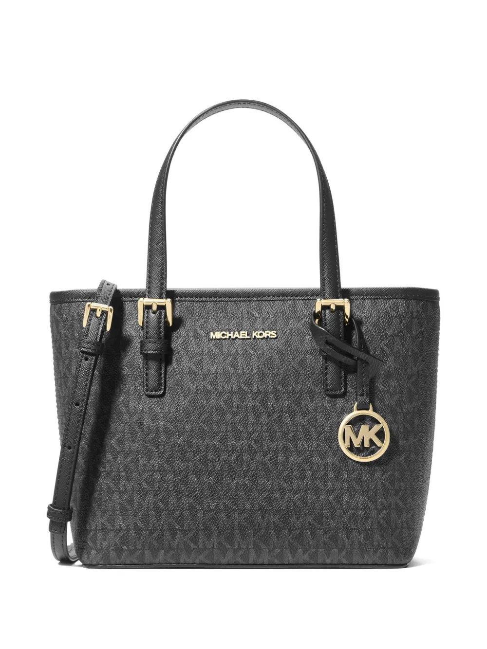 Michael Michael Kors Kleine Jet Set Handtasche mit Monogramm-Print - Schwarz