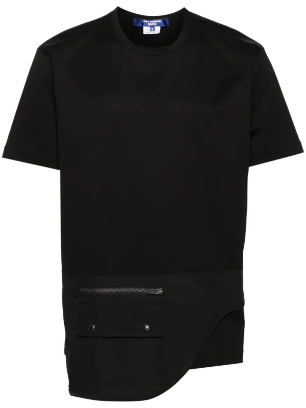 高品質の人気 Junya Watanabe ブラック | Tシャツ ドレープパネル MAN トップス