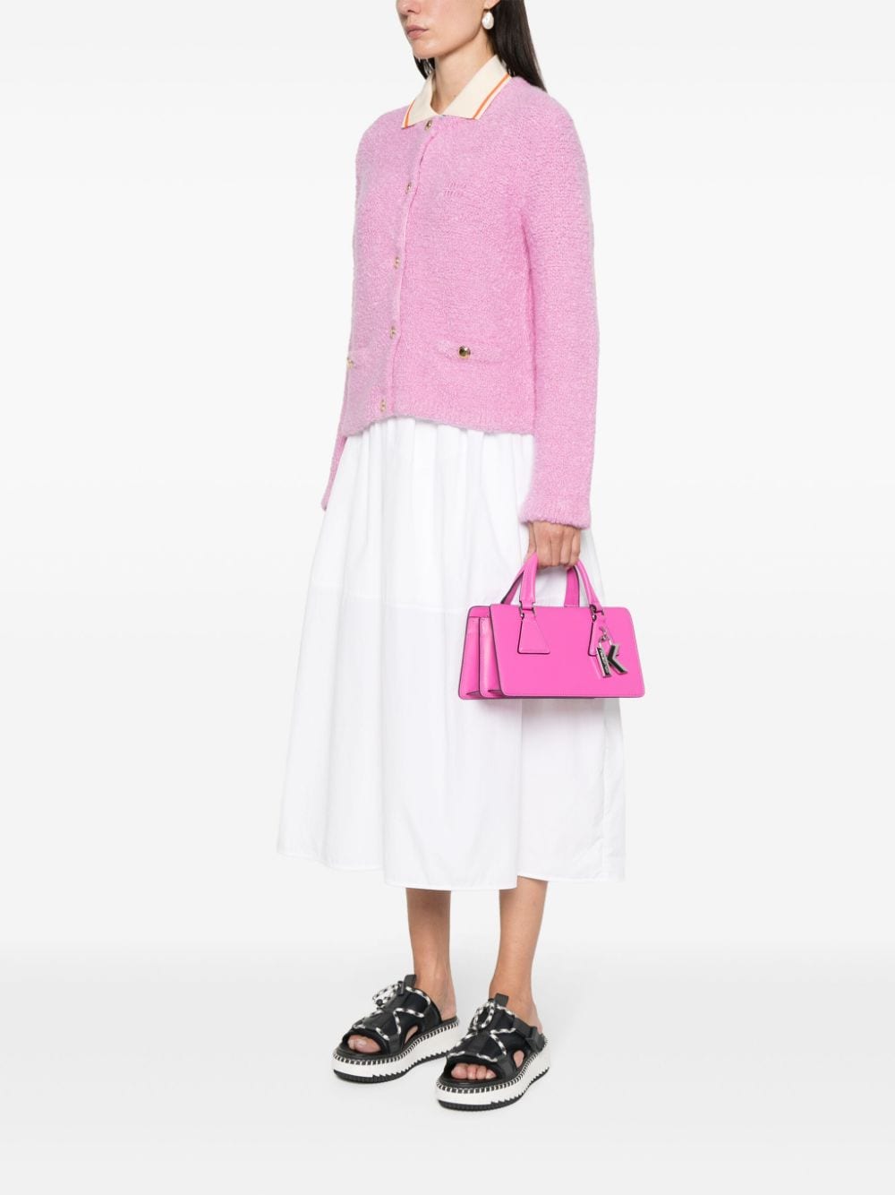 Shop Karl Lagerfeld Small K/lock Leather Tote Bag In Pink