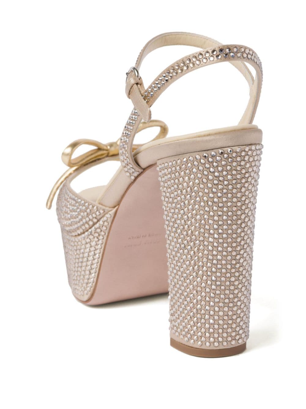 Shop Miu Miu 115mm Crystal-embellished Platform Sandals In Neutrals