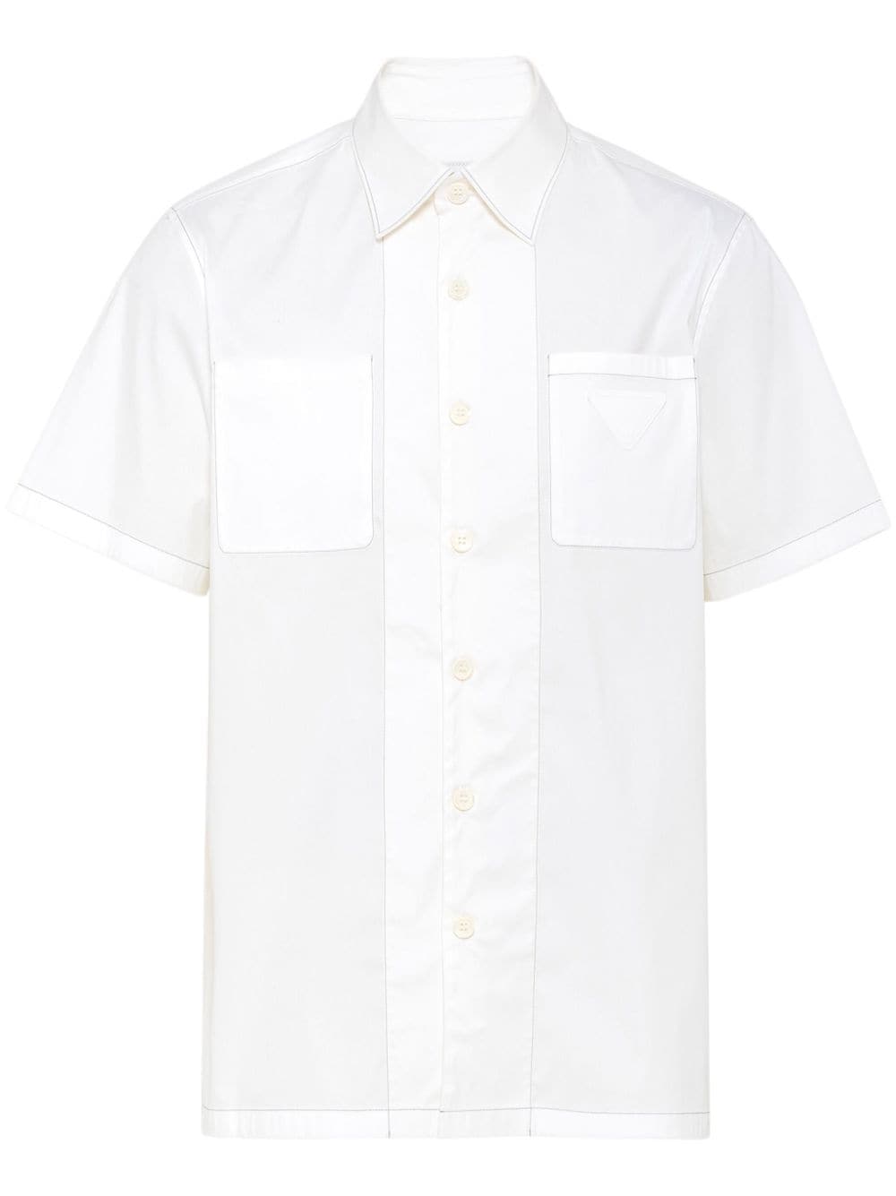 Prada Triangle-logo Short-sleeve Shirt In White