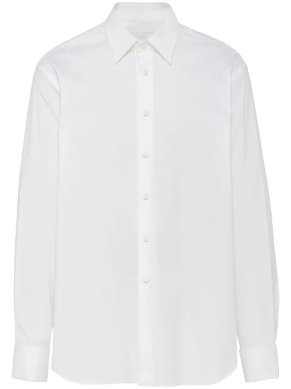 prada men's dress shirts Prada Re-nylon Short-sleeved Shirt, Man, Black, Size XXL