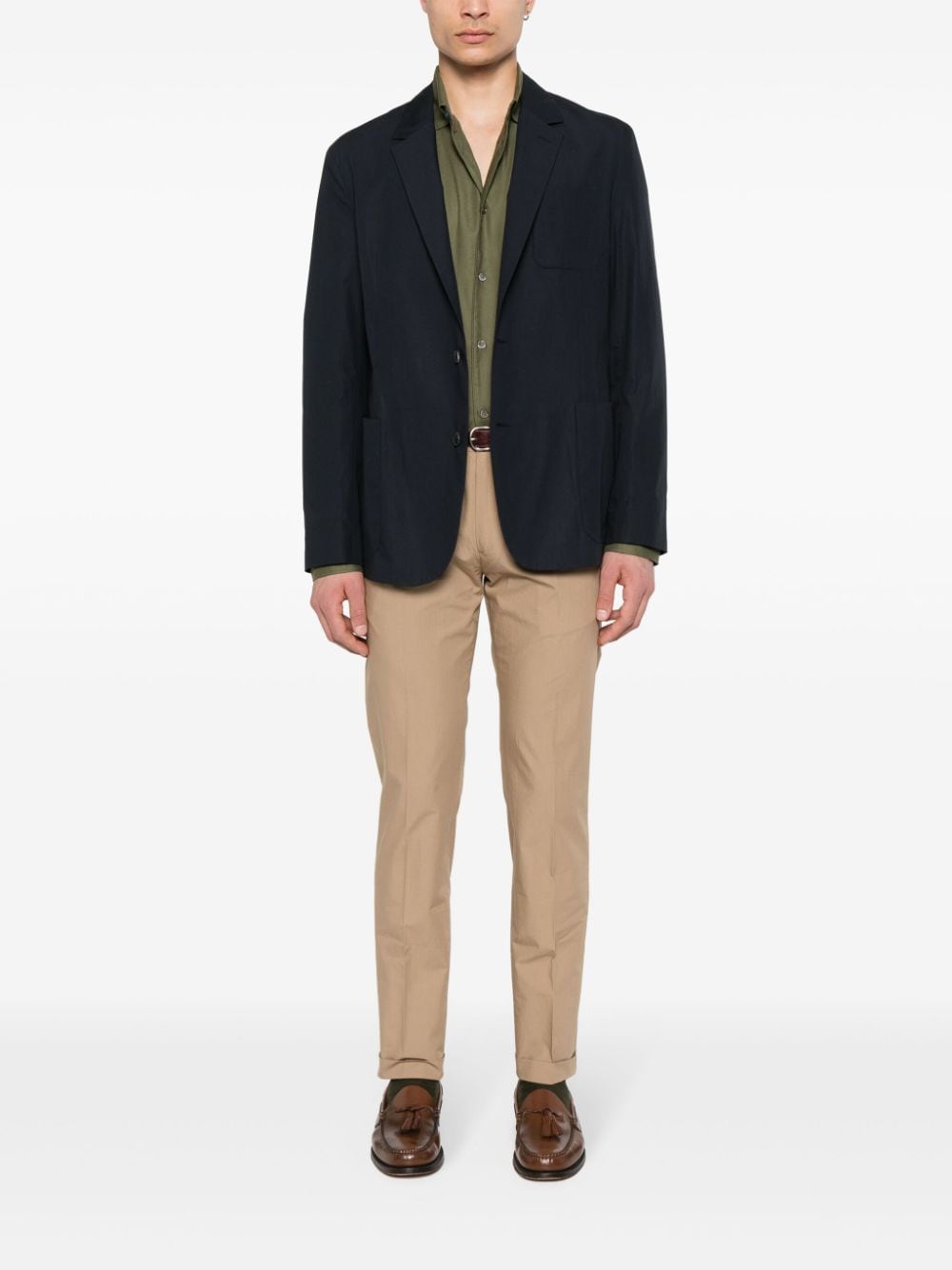 Shop Paul Smith Pressed-crease Cotton Trousers In Neutrals