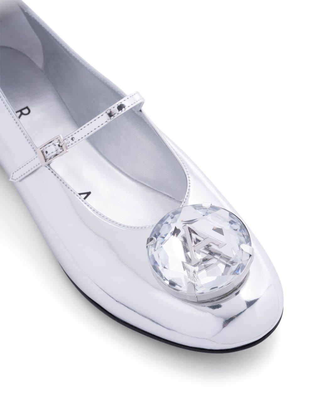 Shop Area Crystal-embellished Metallic Ballerina Shoes In Silver